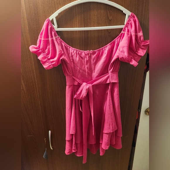 Pink Off-Shoulder Mini Dress - Picture 2 of 2